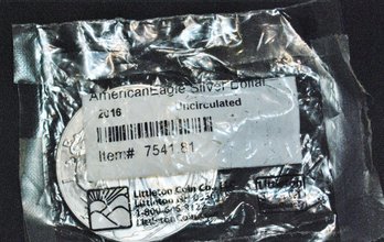 2016  American Silver Eagle Dollar BU SUPERB!  1 Oz .999 In LITTLETON Sealed Pack  (mba29)