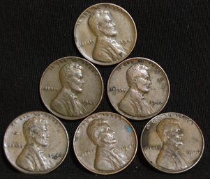 6  1941-P To 1946-P  Lincoln Cents Pennies  Nice Lot (m)