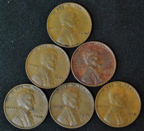6  Lincoln Wheat Cents 1930's   NICE  (and67)