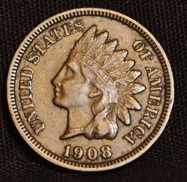 1908 Indian Head Cent / Penny Full Liberty Some Diamonds SUPER! (mba29)