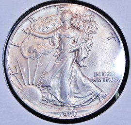 1986 Am Silver Eagle Dollar 1 Oz .999 Pure BU UNCIRC! (ana63)