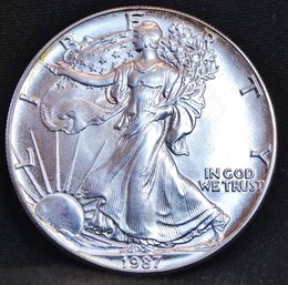 1987 Am Silver Eagle Dollar 1 Oz .999 Pure Proof-Like! WOW!! BU PLUS (qbf57)