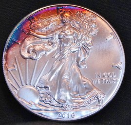 2016 Silver Eagle Dollar 1 Oz .999 Proof-Like! Toning! BU PLUS (2sw51)