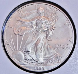 1998 Am Silver Eagle Dollar 1 Oz .999 Pure Proof-Like  BU  (9opm6)