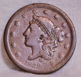 1839 Coronet / Classic Braided Hair Large Cent (64hie)