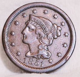 1851 Braided Hair Large Cent (9mot2)