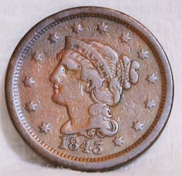 1845 Braided Hair Large Cent (xwa42)