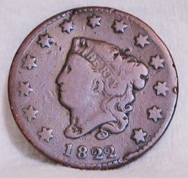 1822 Classic Head / Coronet Large Cent EARLY DATE! (5vaj4)