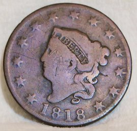 1818 Classic Head / Coronet Large Cent VERY EARLY DATE! (bmd75)