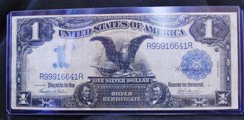 1899 $1 Black Eagle Silver Certificate Lg Note Vernon-Treat VERY FINE!