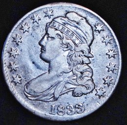 1833 Capped Bust Silver Half Dollar VF  Full Liberty / Full Feathers  (7fam5)