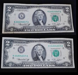 2   1976 $2 Federal Reserve Notes Series K And H (12poh)