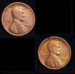 2 Lincoln Wheat Cents 1919  EARLY DATE! (xve29)