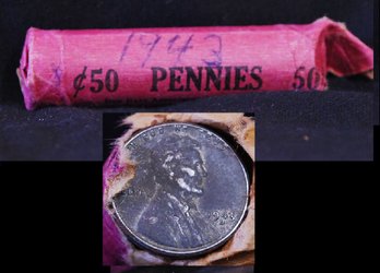 Roll Of 1943 Lincoln Wheat Steel Cents UNSEARCHED (8pps4)