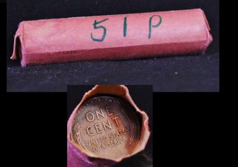 Roll Of 1951-P Lincoln Wheat Cents UNSEARCHED (4crs2)