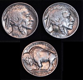 2 Buffalo Nickels 1936 NICE Great Luster! (mv8)
