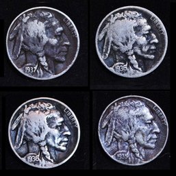 4 Buffalo Nickels 1935  (2)  1936  1937    (xwa42)