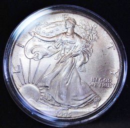 1995 Silver Eagle 1 Oz  BU UNCIRCULATED Super Coin! In Capsule (8dac5)