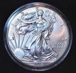 2016 Silver Eagle 1 Oz  BU UNCIRCULATED Superb Coin! In Capsule (mdm31)