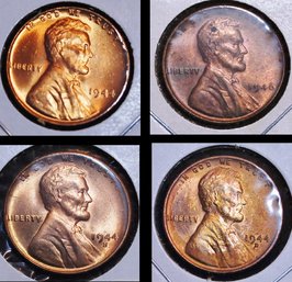 4 Lincoln Wheat Cents 1944  P/D/S And 1946   BU UNCIRC   (2orc5)