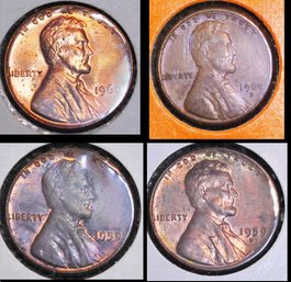 4 Lincoln Wheat Cents  1959   1959-D  1960  1960-D    AU / BU UNCIRC   (82wes)