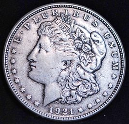 1921-S Morgan Silver Dollar  VF  Chest Feathering (swb21)