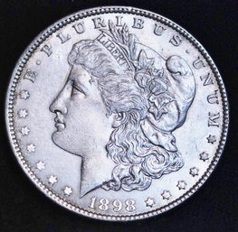 1898 Morgan Silver Dollar CH BU  Beauty! Good Date! FULL BOLD CHEST FEATHERS  (6jad9)