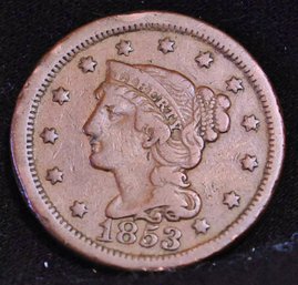1853 Braided Hair Large Cent VF / XF Full Liberty  NICE! (swm7)