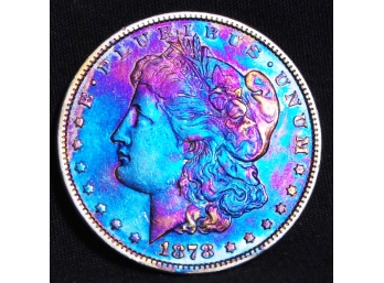 1878  Morgan Silver Dollar Rainbow Toning! KEY DATE (2pLv8)