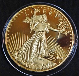 1907 American Mint St Gaudens $20 Double Eagle 24k Gold Plated Coin Replica (7bab8)