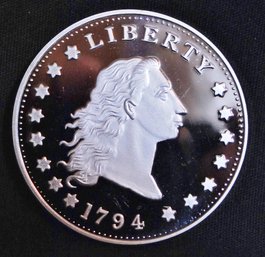 * 1794 American Mint Flowing Hair Liberty .999 Silver Plated Coin Replica (agt35)