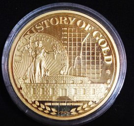 1937 American Mint FORT KNOX History Of Gold Coin 24k Gold Plated (swb72)