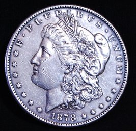 1878-S Morgan Silver Dollar AU Super Date! Chest Feathering (hgy80)