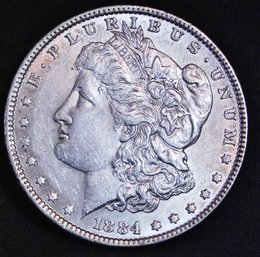 1884 Morgan Silver Dollar AU NICE! (gop23)