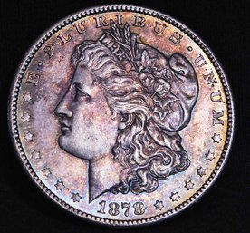 1878-S Morgan Silver Dollar Toning SUPER DATE! NICE! (poc55)