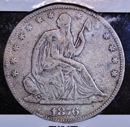 1876 Seated Liberty Silver Half Dollar In Case FINE (3nan9)