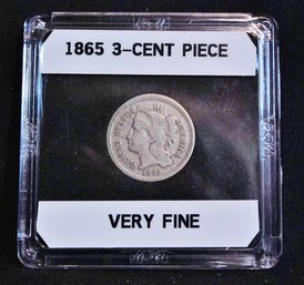 1865 Three Cent Piece In Case VF (8hpg4)