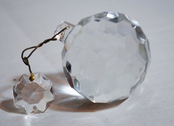 Antique Glass Faceted Crystal Sphere Ball Prism