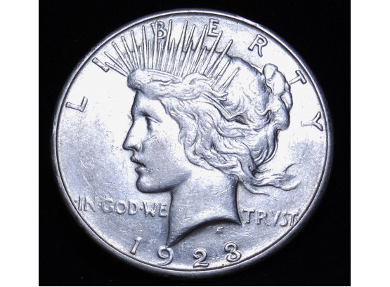 1923-S Peace Dollar 90 Percent Silver AU Near Uncirculated  (sov4)