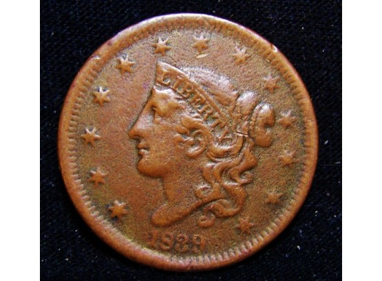 1839  Coronet / Braided Hair Large Cent XF Plus (ppb4)