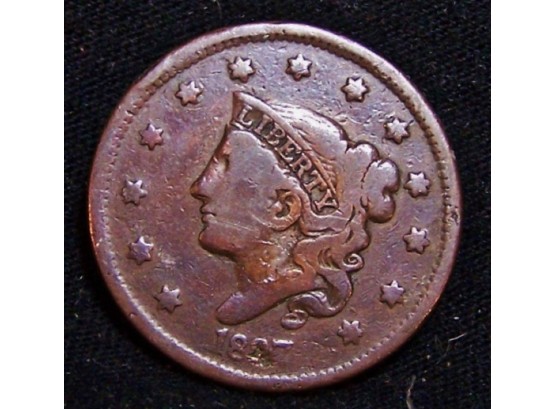 EBAY   1837 Coronet Head Large Cent FULL LIBERTY Great RED Patina! Sm Letters  (trd2)