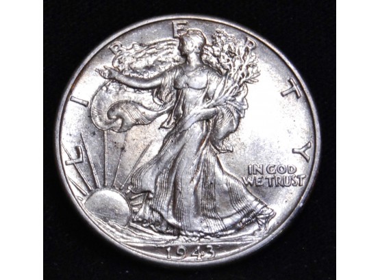 1943 Walking Liberty Half Dollar 90 Percent Silver BU Brilliant Uncirculated (caz7)