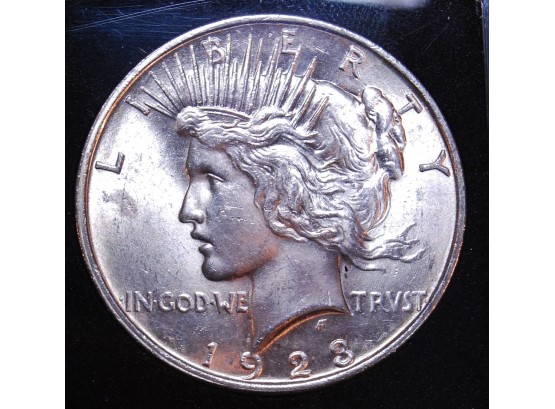 1923 Peace 90 Silver Dollar Uncirculated Nice Coin! In Plastic Case  (LLrt1)