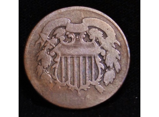 1864 Two Cent Piece Civil War Era Coin Partial Date (grp8))
