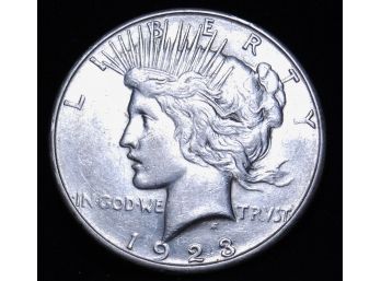 1923-S Peace Dollar 90 Percent Silver AU Near Uncirculated  (sov4)