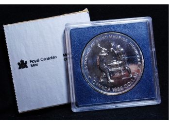 1988 Canadian PROOF Silver Dollar In Presentation Case Regina /St. Maurice Forge /  Ironworks  (vbr5)