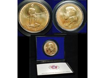 1975 American Revolution Commemorative Bicentennial Proof Bronze Medal Coin REVERE Lexington Concord IN CASE