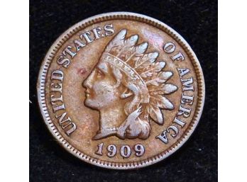 1908 Indian Head Cent Penny VF  Full Liberty / Diamonds (pto2)