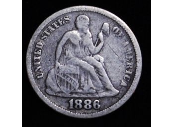 1886 Seated Liberty Silver Dime Vf / XF (grt3)