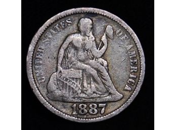 1887 Seated Liberty Silver Dime XF (smt8)
